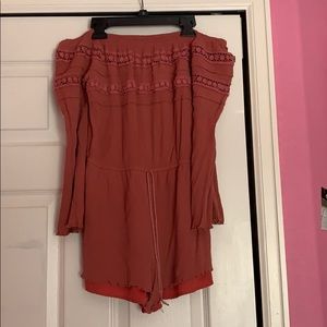 Peach Off The Shoulder Romper